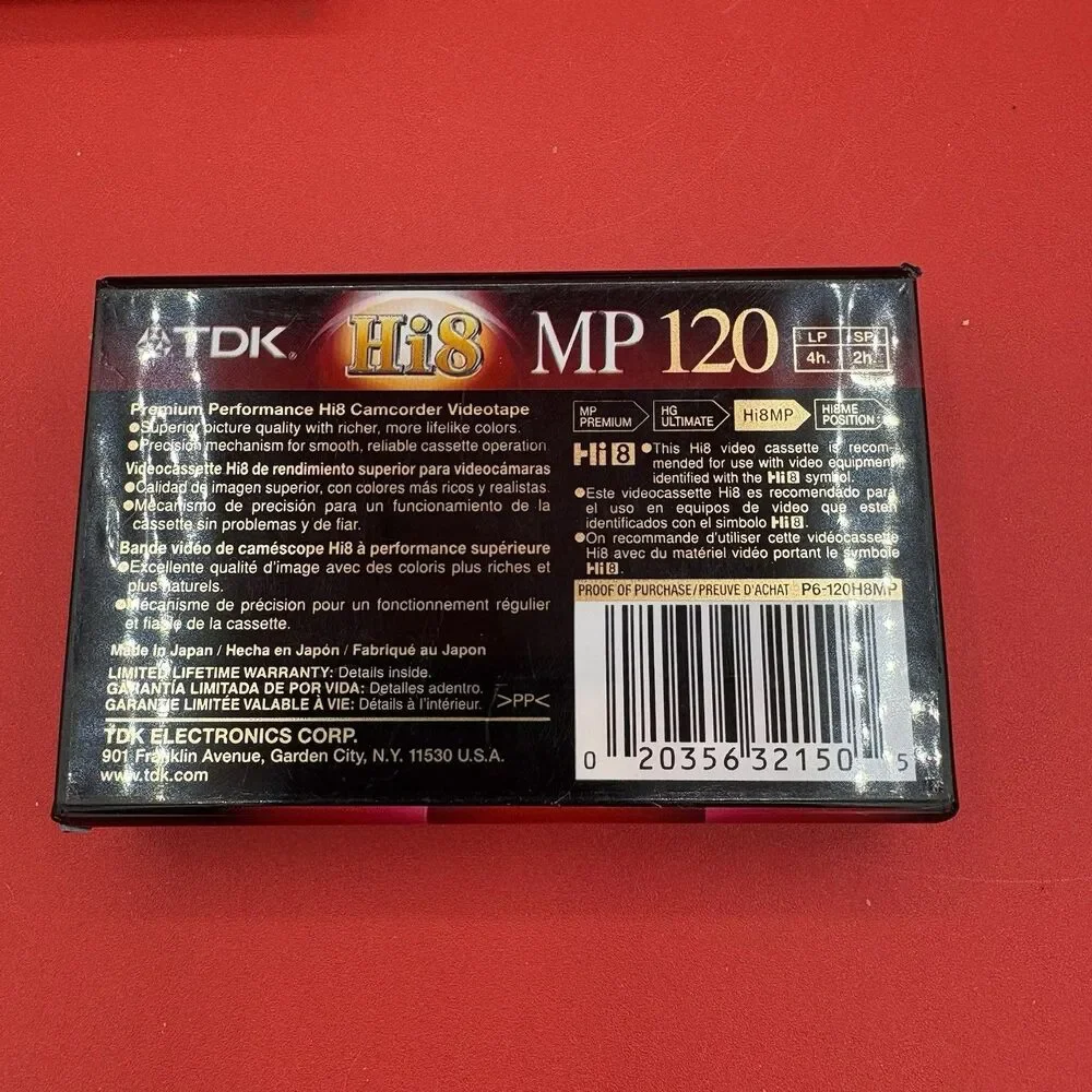 TDK Hi8 Camcorder Tapes MP 120 min Sealed New Lot of 4